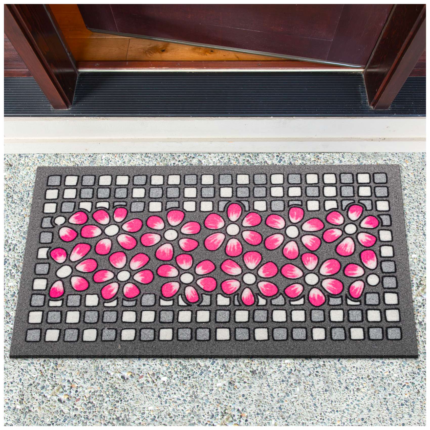 Fußmatte Schmutzfangmatte Fußabtreter Sauberlaufmatte 25x68cm, 40x68cm Mosaik Blumen 40x68cm