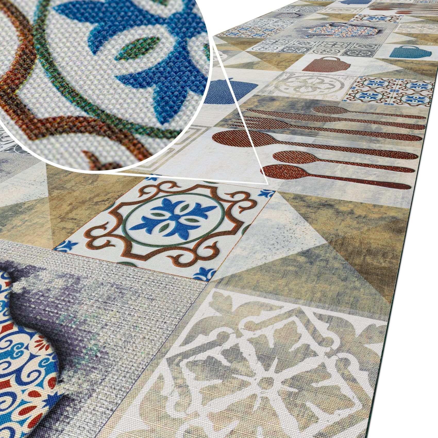 Küchenläufer waschbar Textil + PVC Küchenteppich rutschfest Sprinty Chicco Doro Mehrfarbig 50cm Breit 100x52cm