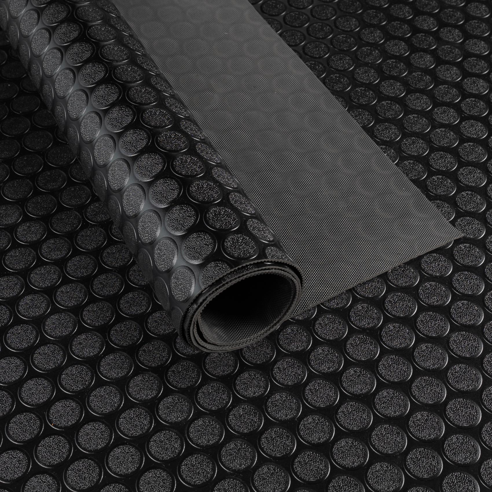 PVC Bodenbelag Meterware Antirutschmatte Vinylboden Rollenware Stärke 1,5mm Noppen Schwarz Breite 100cm 100x100cm