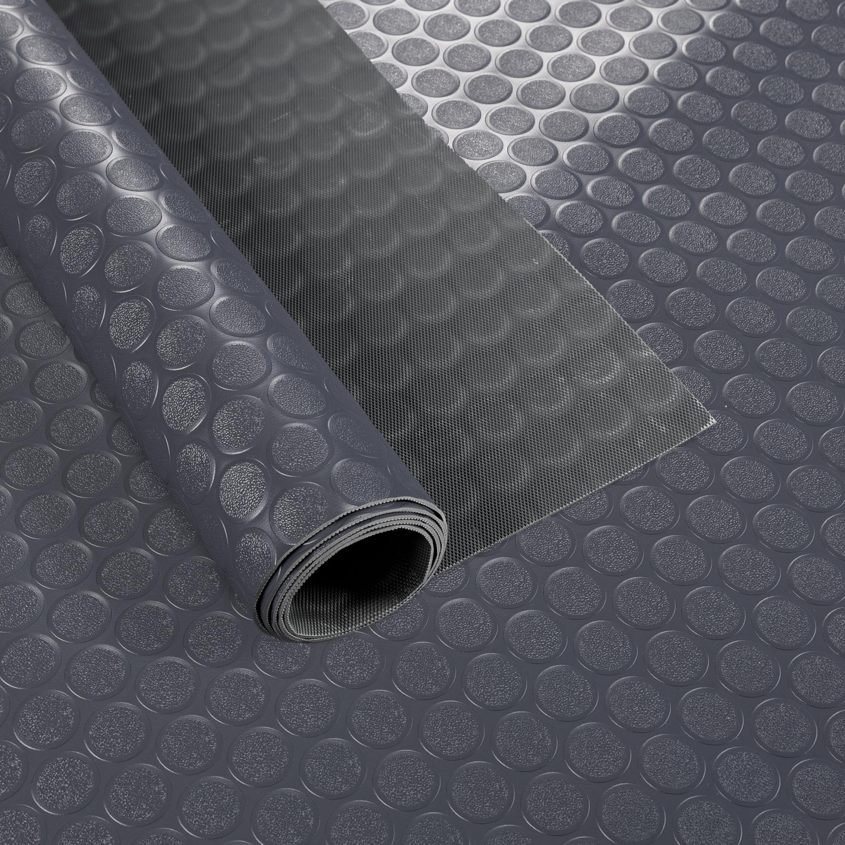 PVC Bodenbelag Meterware Antirutschmatte Vinylboden Rollenware Stärke 1,5mm Noppen Anthrazit 100cm Breite 140x100cm