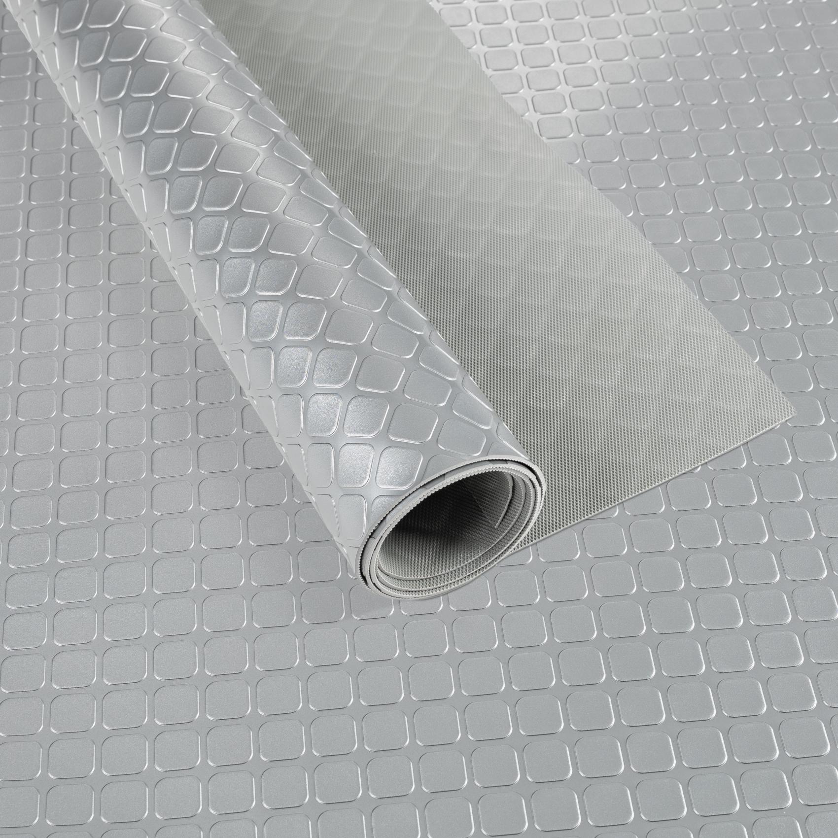 PVC Bodenbelag Meterware Dionis Antirutschmatte Vinylboden Rollenware Stärke 1,5mm Karo Silber Breite 100cm 100x100cm