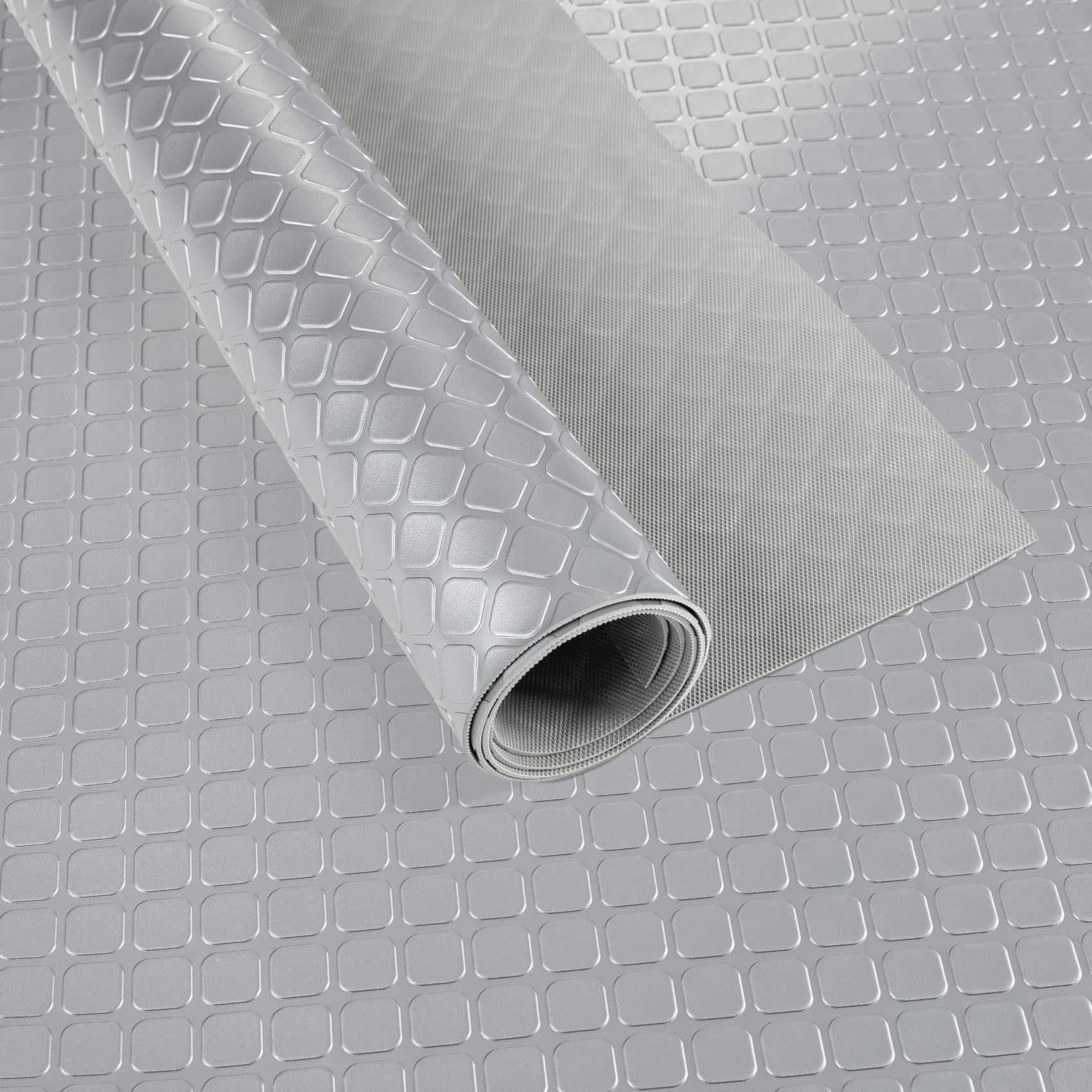 PVC Bodenbelag Meterware Dionis Antirutschmatte Vinylboden Rollenware Stärke 1,5mm Karo Silber Breite 100cm 140x100cm