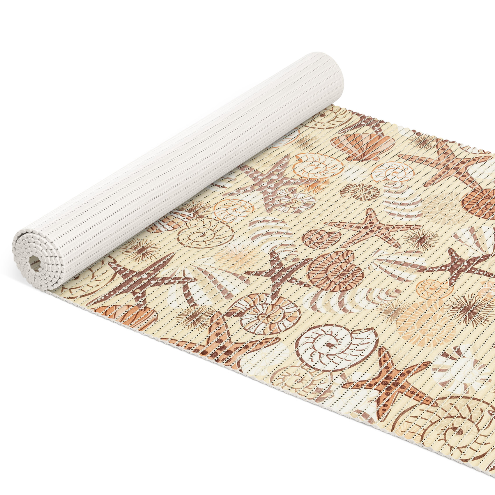 Weichschaummatte Bad Weichschaum Badematte Seestern Muscheln Beige Breite 65cm Meterware 100x65cm