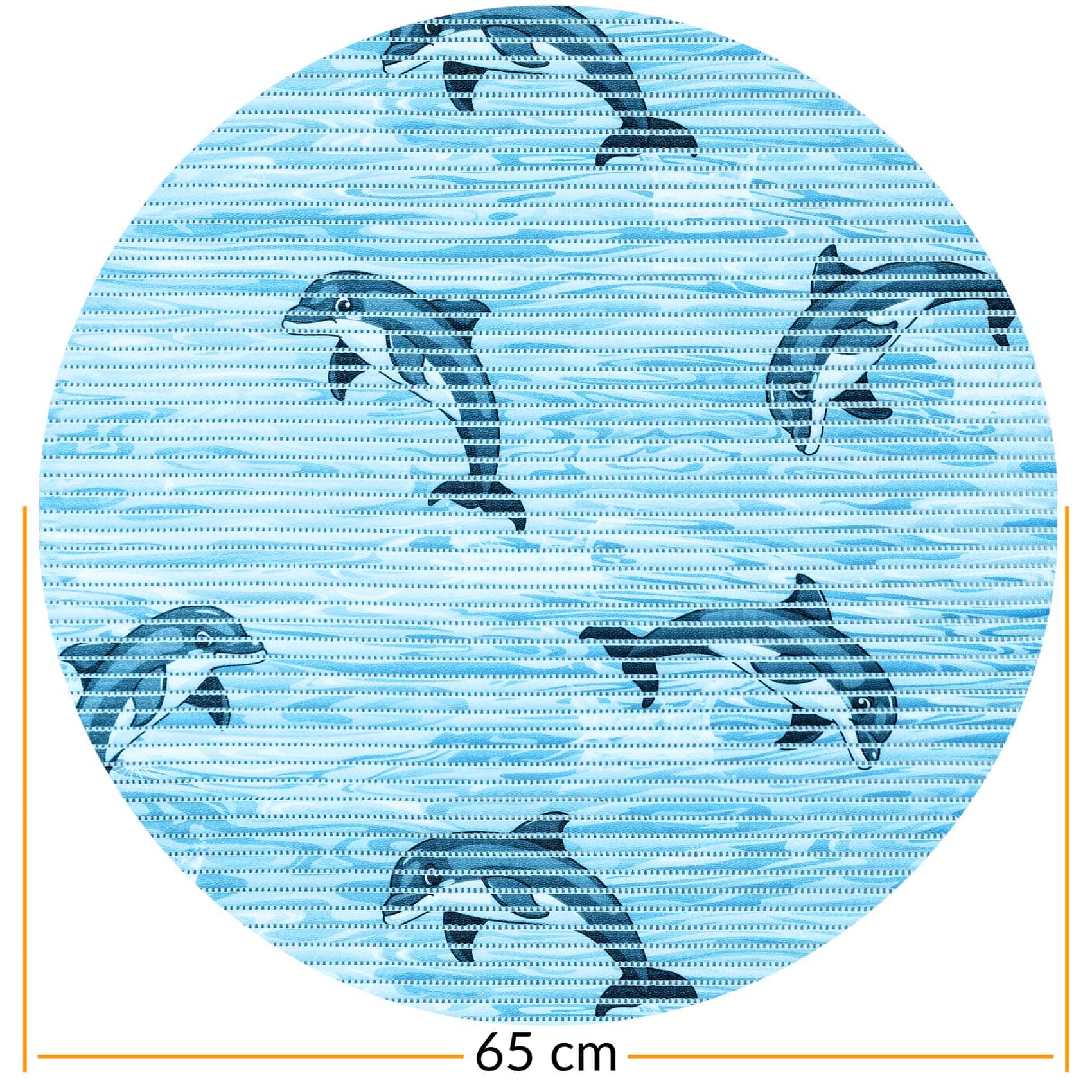 Weichschaummatte Bad Weichschaum Badematte Maritim Delfine Hellblau Breite 65cm Meterware 65cm Rund