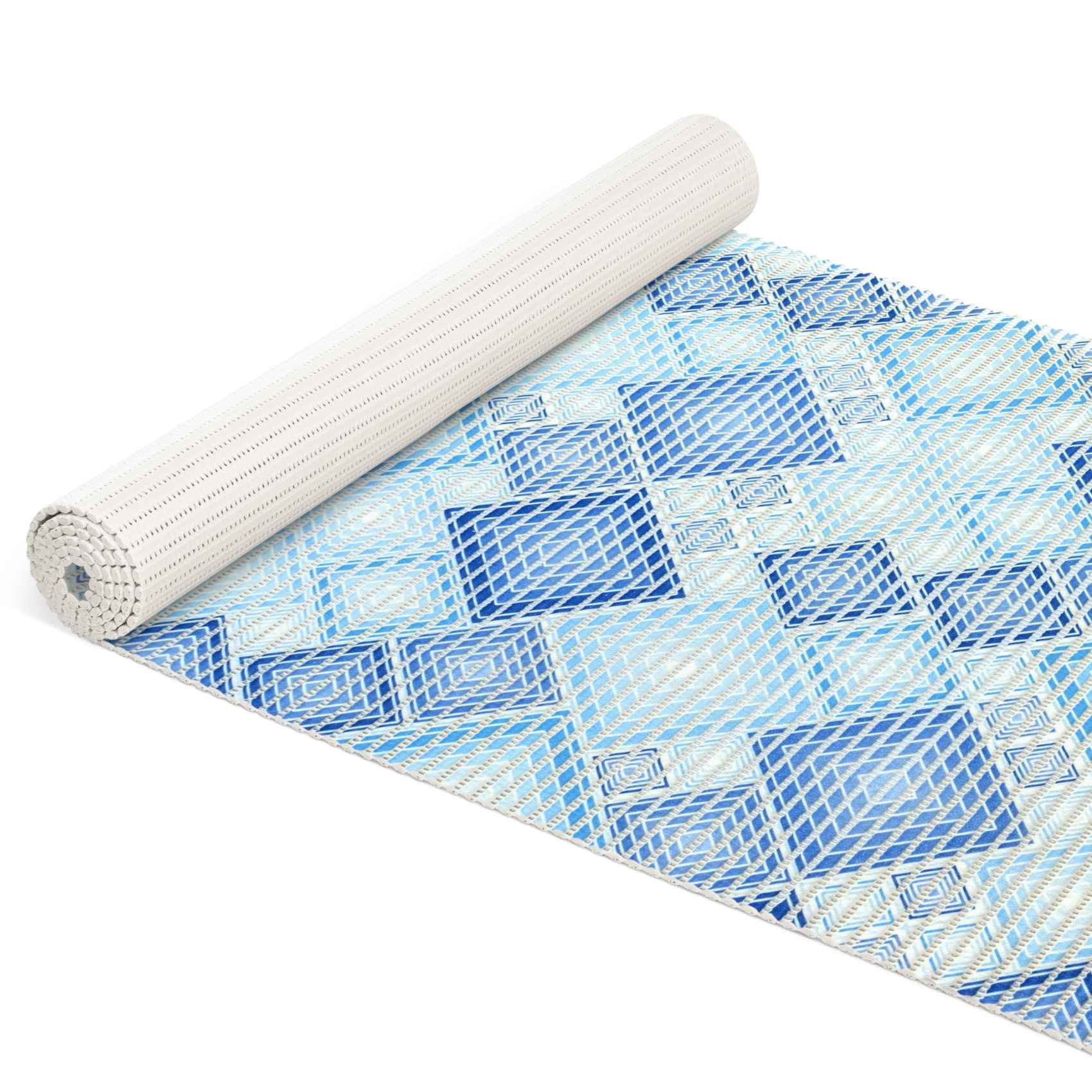 Weichschaummatte Bad Weichschaum Badematte Karo Blau Breite 65cm Meterware 100x65cm