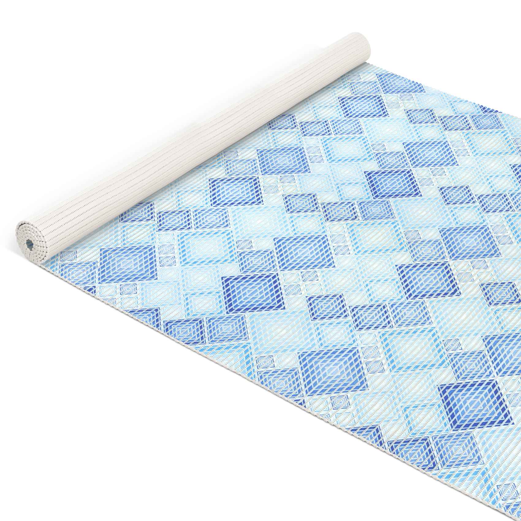 Weichschaummatte Badematte Weichschaum Bad Karo Blau Breite 130cm Meterware 100x130cm