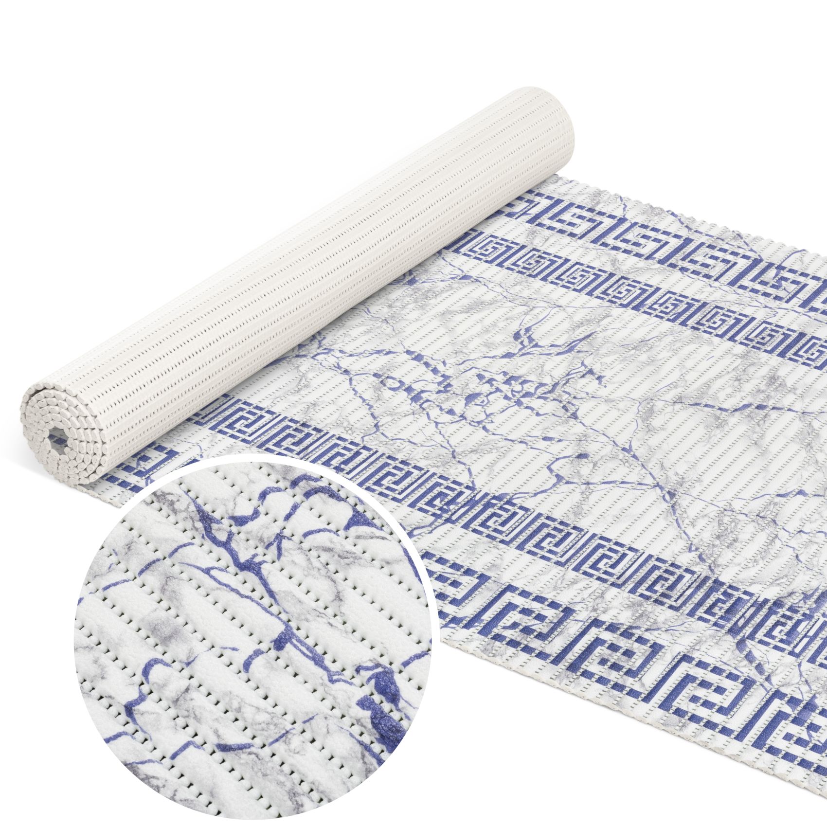 Weichschaummatte Bad Weichschaum Badematte Breite 65cm Marmor Blau 100x65cm