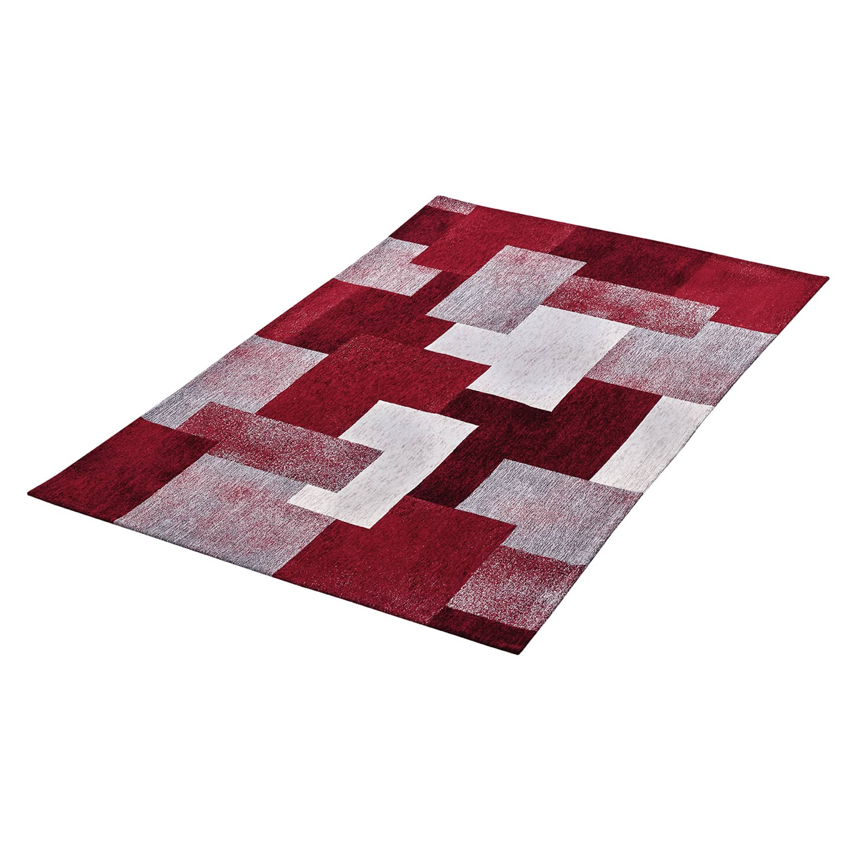 Teppich Wohnzimmerteppich Flur Teppich Läufer Küchenteppich Carpet Kurzflor Waschbar Martina Rot 55 x 80 cm