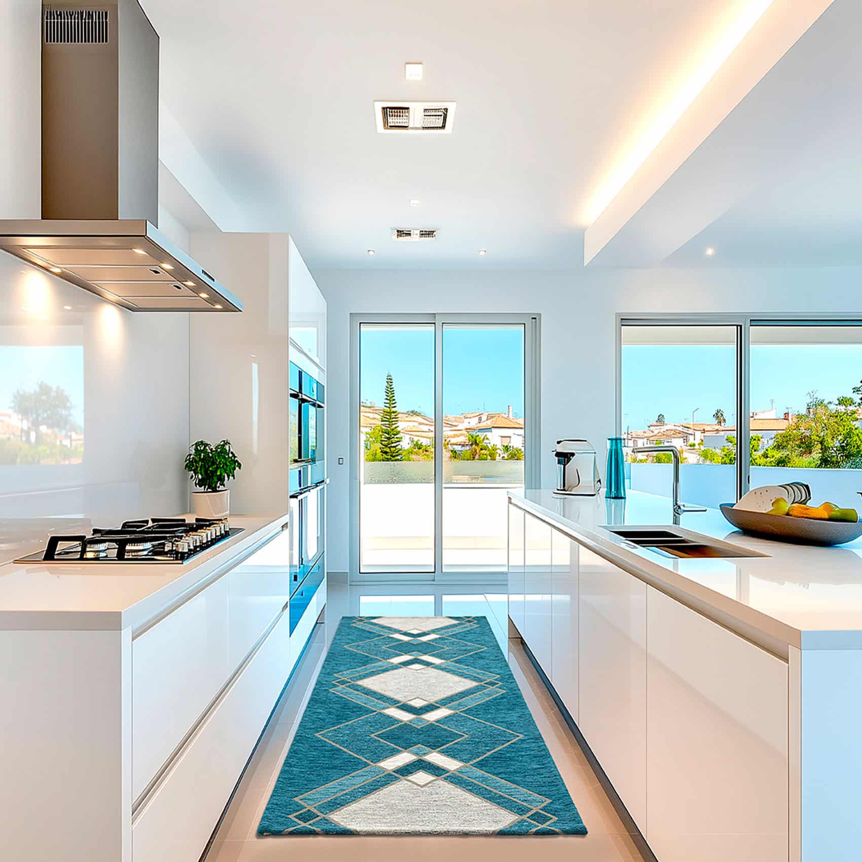 Teppich Wohnzimmerteppich Flur Teppich Läufer Küchenteppich Carpet Kurzflor Waschbar Tiziana Grün 55 x 80 cm