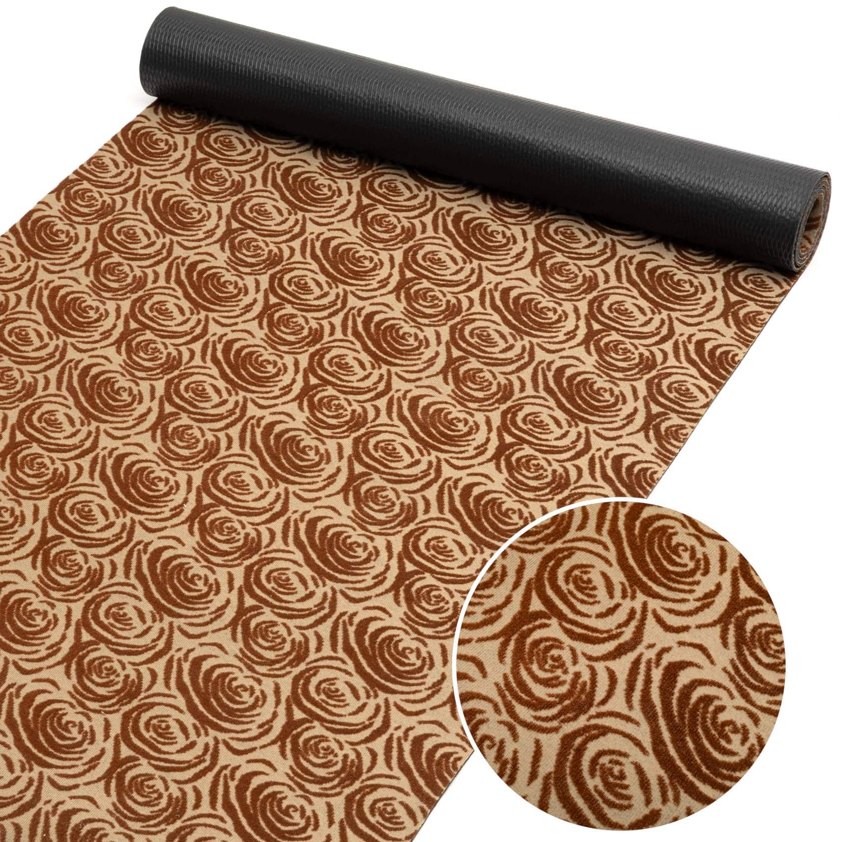 Läufer Flur Teppichläufer Küchenläufer rutschfest Rosen Beig Breite 65cm / 100cm 65 cm 100 cm