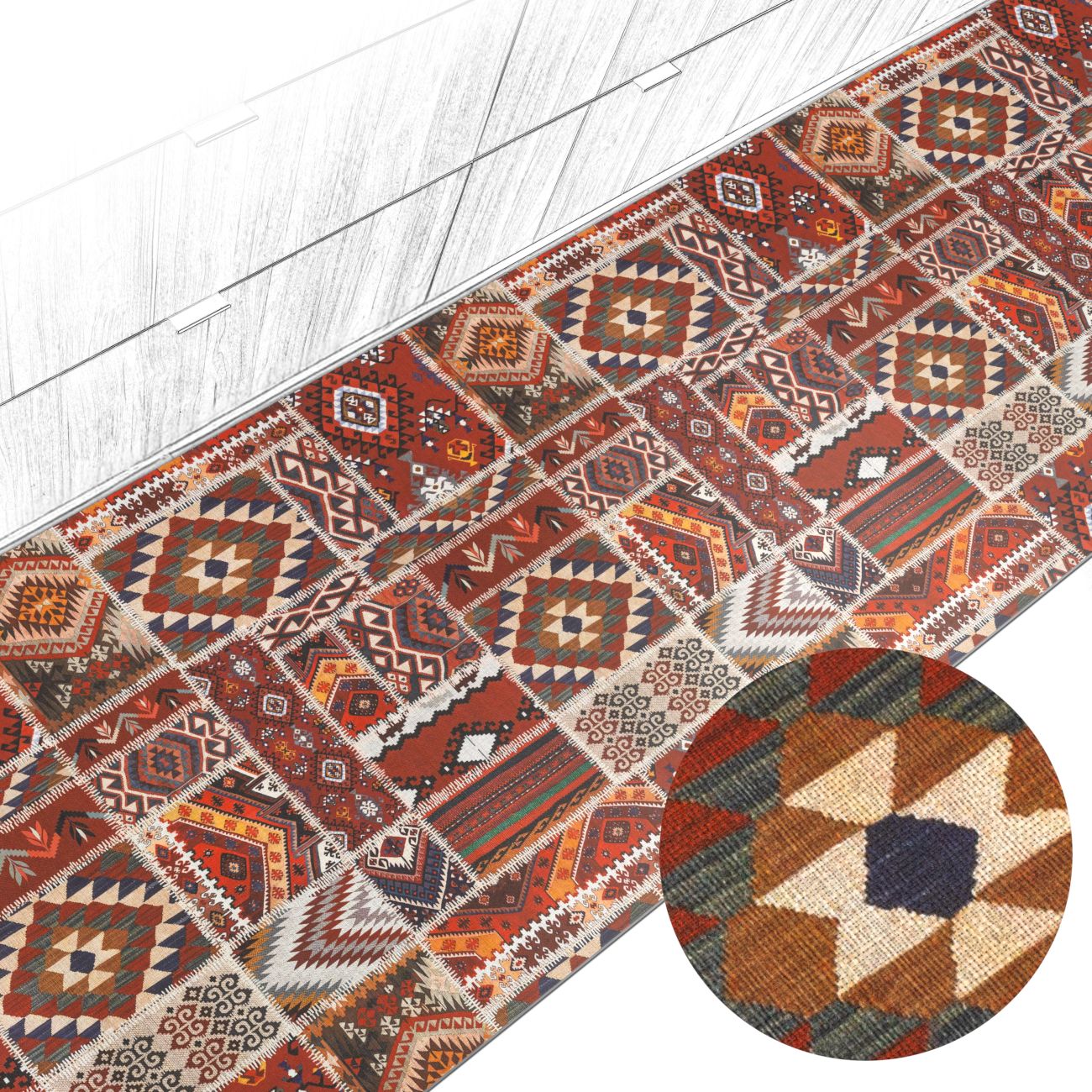 Küchenteppich Küchenläufer abwaschbar Teppichläufer Küche rutschfest Flur Läufer pflegeleicht Amaru Breite 67cm 100 x 67 cm