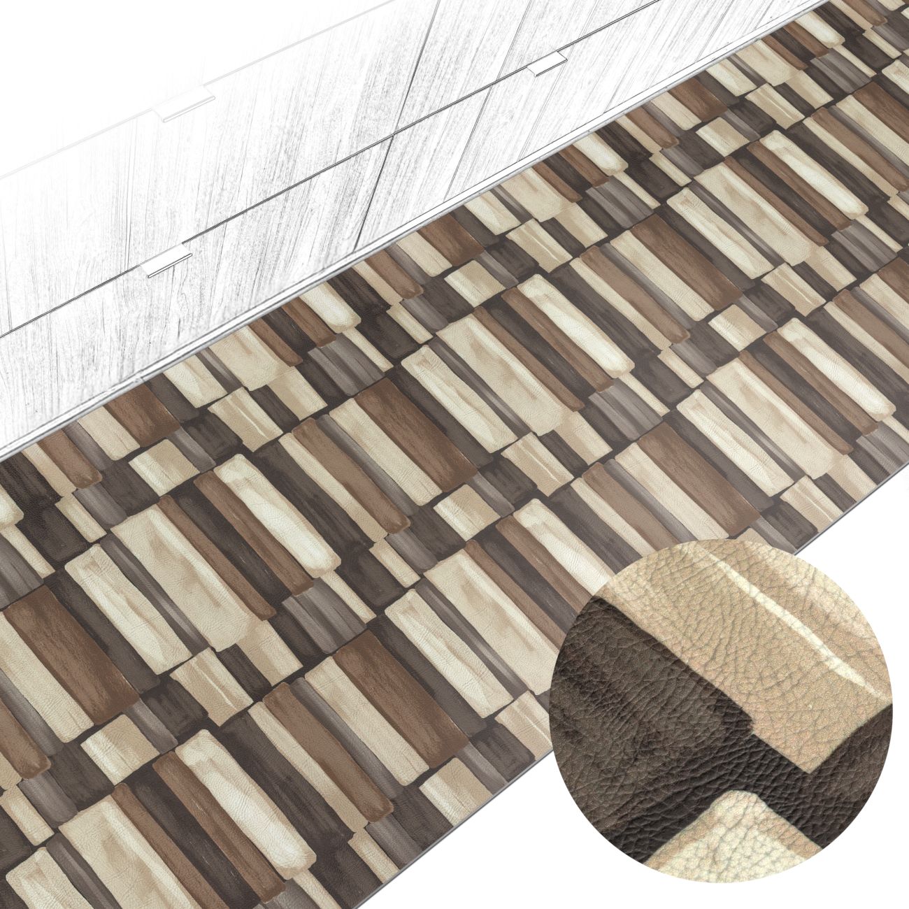 Küchenteppich Küchenläufer abwaschbar Teppichläufer Küche rutschfest Flur Läufer pflegeleicht Steine Breite 67cm 100 x 67 cm