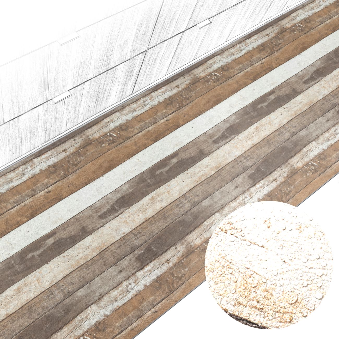 Küchenteppich Küchenläufer abwaschbar Teppichläufer Küche rutschfest Flur Läufer pflegeleicht Holzbrett Breite 67cm 100 x 67 cm