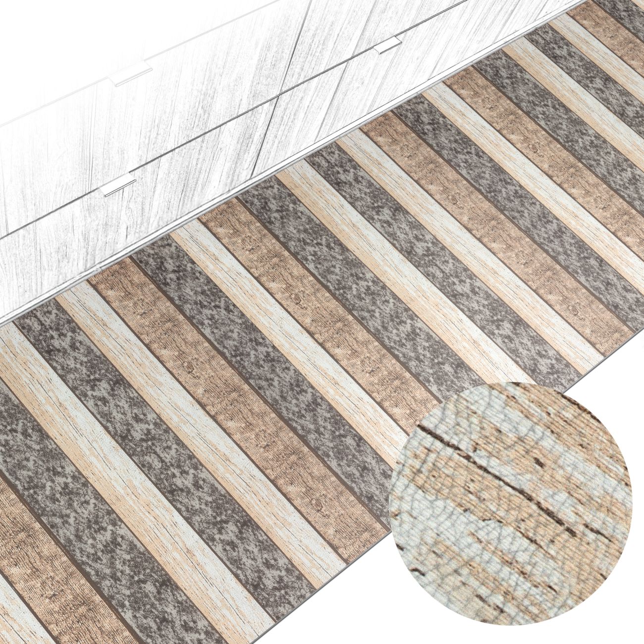 Küchenteppich Küchenläufer abwaschbar Teppichläufer Küche rutschfest Flur Läufer pflegeleicht Holz Breite 67cm 100 x 67 cm