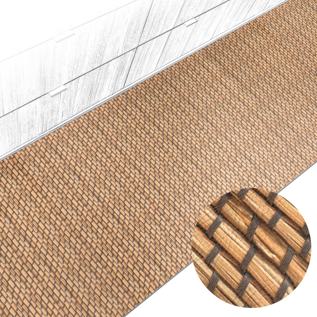 Küchenteppich Küchenläufer abwaschbar Teppichläufer Küche rutschfest Flur Läufer pflegeleicht Flechtwerk Optik Breite 67cm 100 x 67 cm