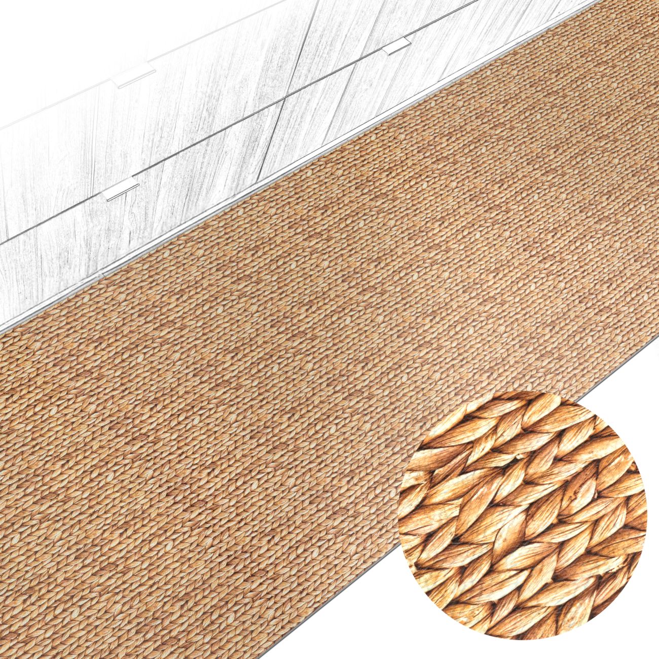 Küchenteppich Küchenläufer abwaschbar Teppichläufer Küche rutschfest Flur Läufer pflegeleicht Zopfmuster  Breite 67cm 100 x 67 cm