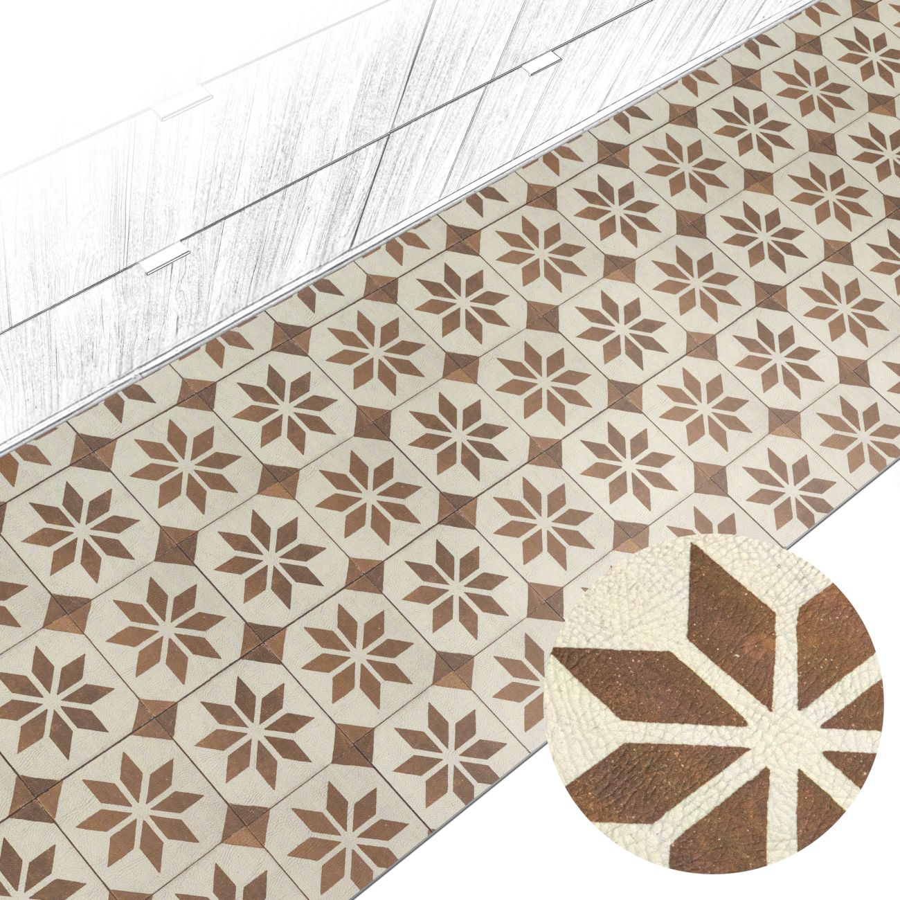 Küchenteppich Küchenläufer abwaschbar Teppichläufer Küche rutschfest Flur Läufer pflegeleicht Nordstern Breite 67cm 100 x 67 cm