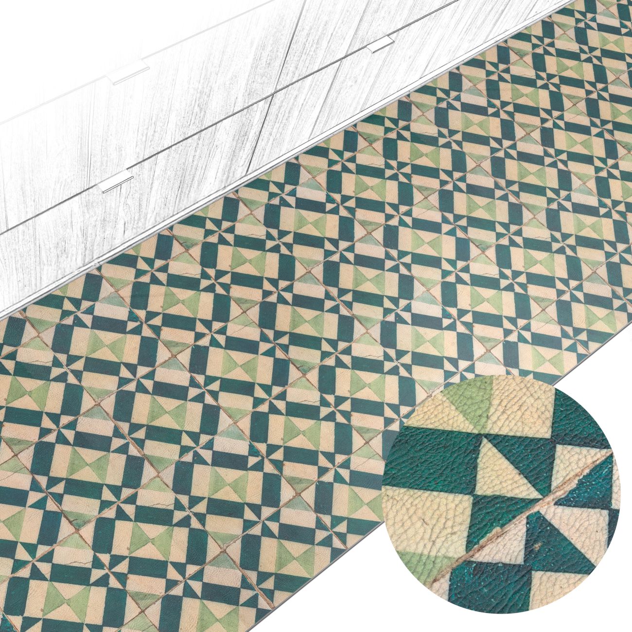 Küchenteppich Küchenläufer abwaschbar Teppichläufer Küche rutschfest Flur Läufer pflegeleicht Azulejo-Design Breite 67cm 100 x 67 cm