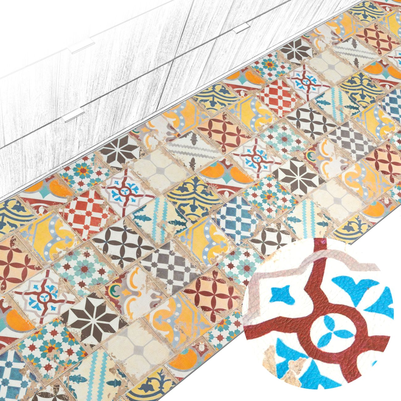 Küchenteppich Küchenläufer abwaschbar Teppichläufer Küche rutschfest Flur Läufer pflegeleicht Pharao Breite 67cm 100 x 67 cm