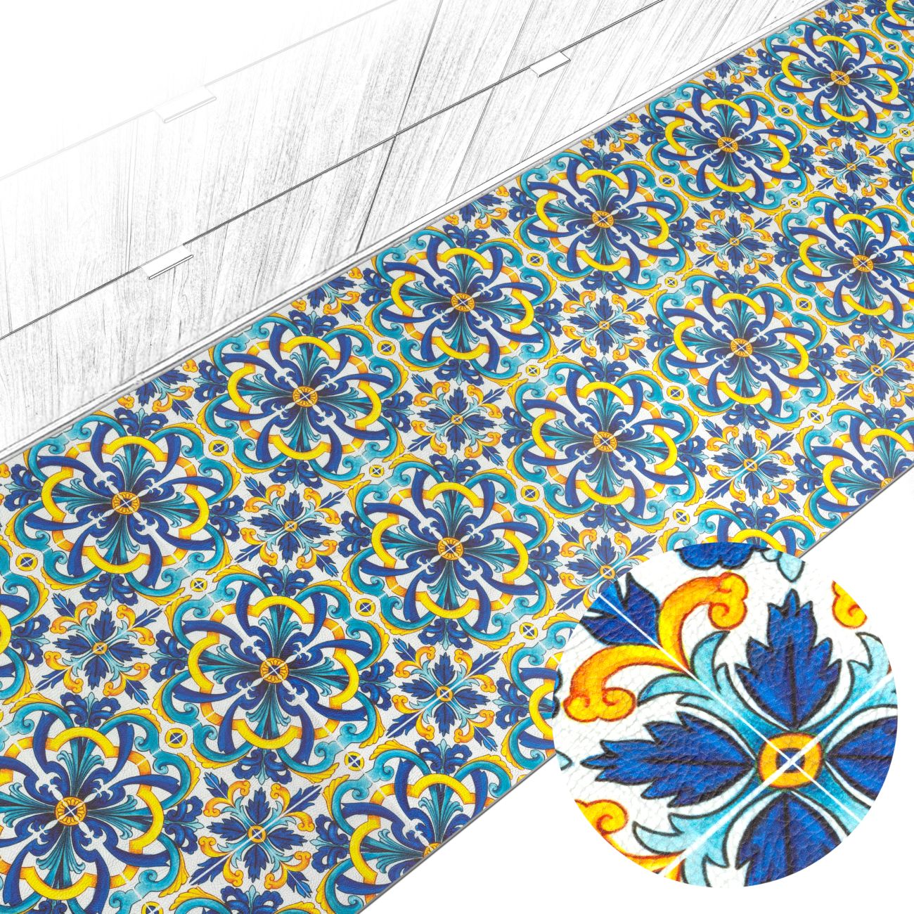 Küchenteppich Küchenläufer abwaschbar Teppichläufer Küche rutschfest Flur Läufer pflegeleicht Italien Fliesen Breite 67cm 100 x 67 cm