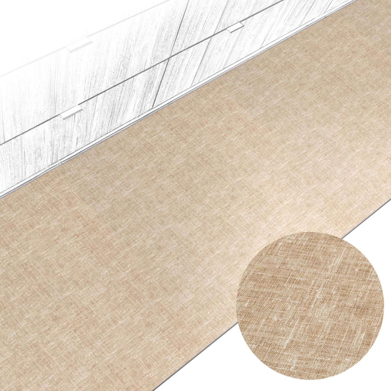 Küchenteppich Küchenläufer abwaschbar Teppichläufer Küche rutschfest Flur Läufer pflegeleicht Uni Beige Breite 67cm 100 x 67 cm