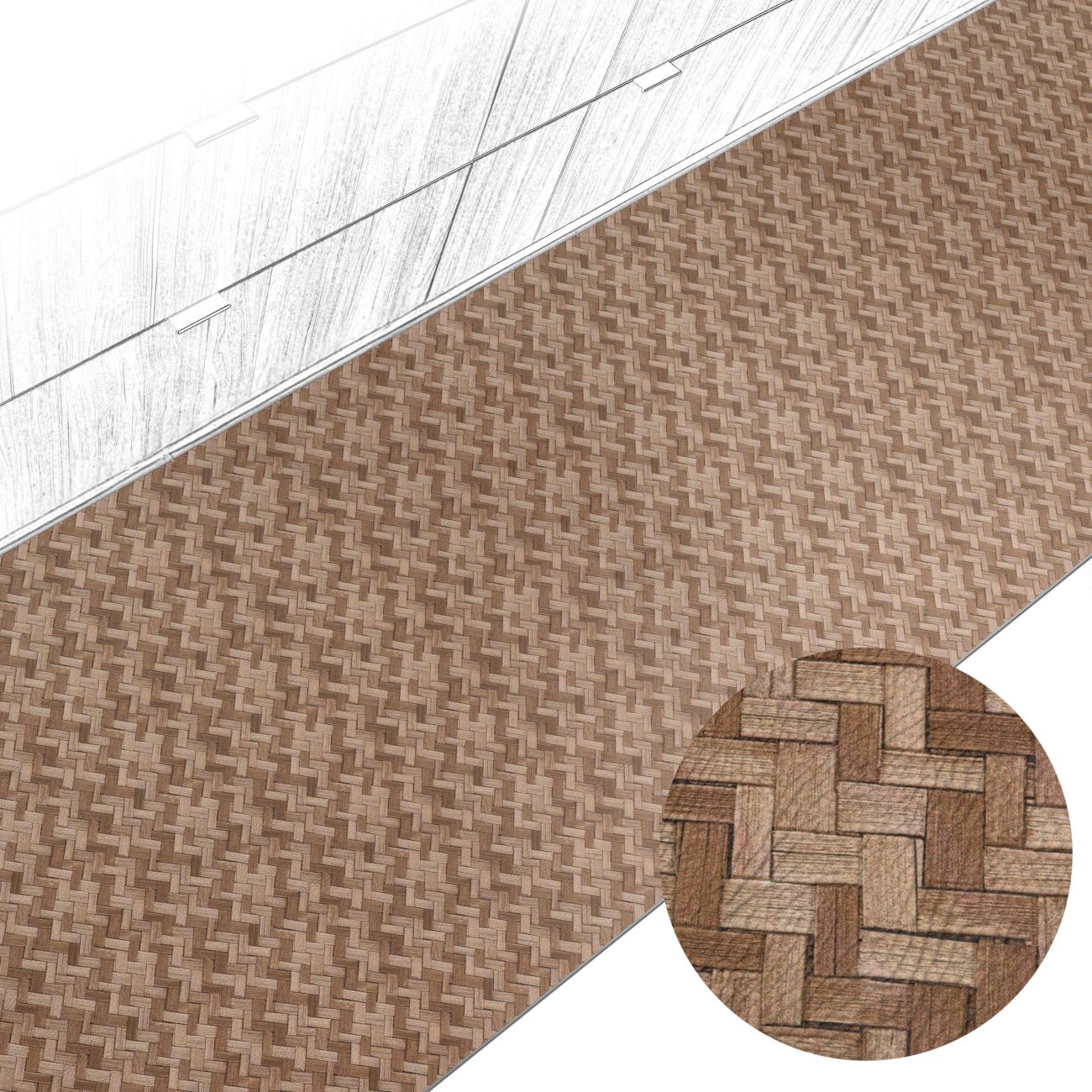 Küchenteppich Küchenläufer abwaschbar Teppichläufer Küche rutschfest Flur Läufer pflegeleicht Rattanoptik Breite 67cm 100 x 67 cm