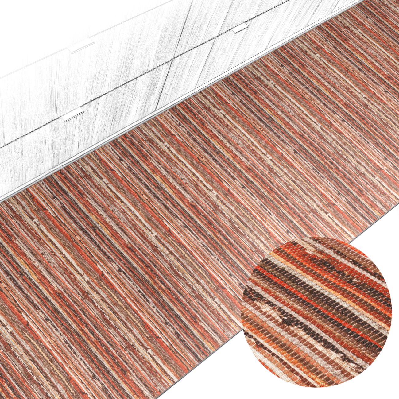 Küchenteppich Küchenläufer abwaschbar Teppichläufer Küche rutschfest Flur Läufer pflegeleicht Terra Breite 67cm 100 x 67 cm