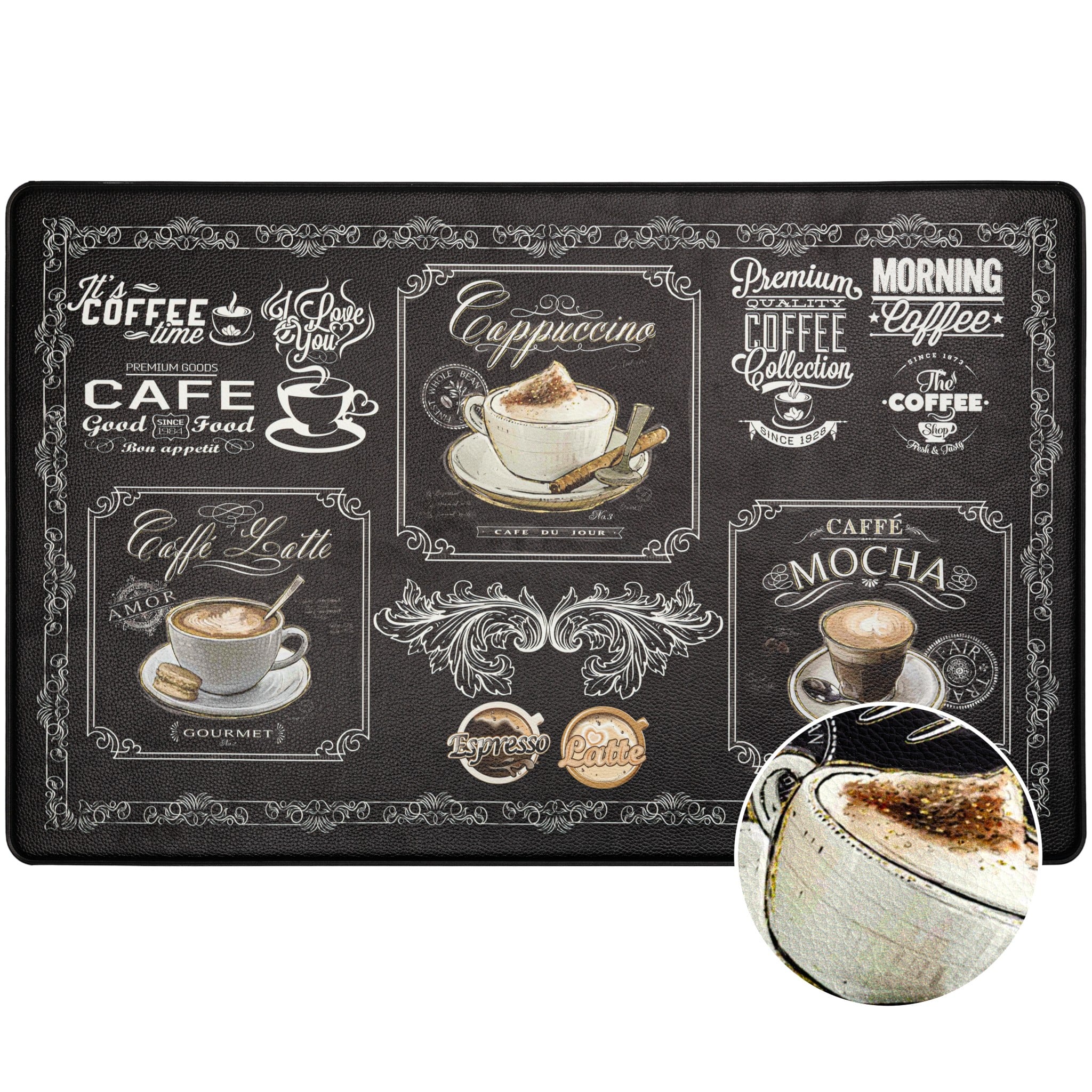 Anti Ermüdungsmatte Arbeitsplatzmatte Stehmatte Bodenmatte Küchenläufer rutschfest Kaffee 50 x 80 cm