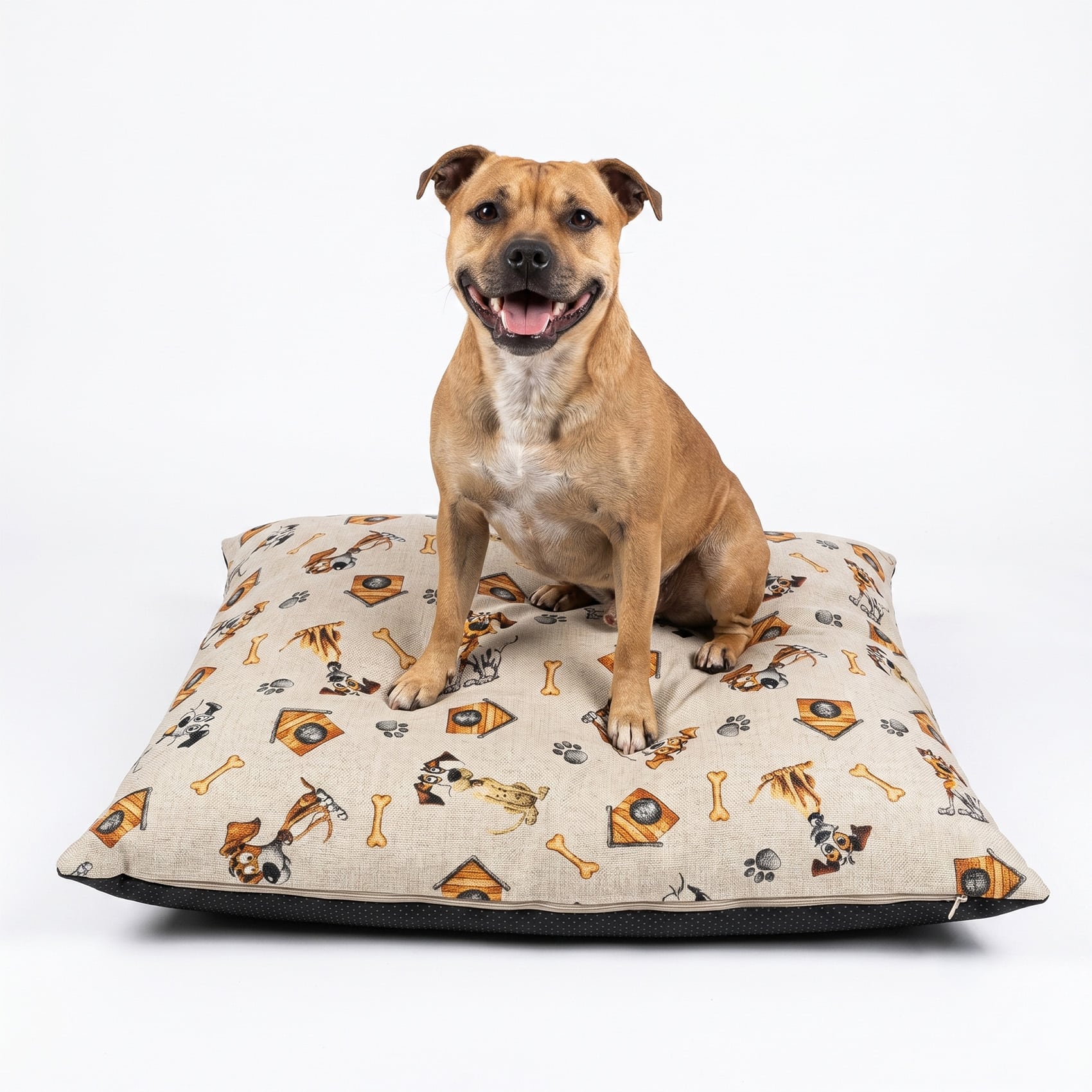 Hundekissen Hundematte abwaschbar Hunde Kissen 4 Größen Hundemotive Beige 40x80 cm