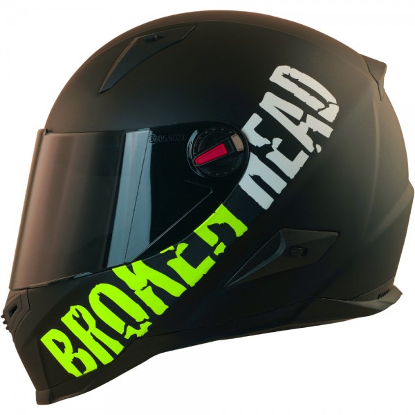Broken Head (A-Minus-Ware) BeProud Grün Motorradhelm + Schwarzes Vi...