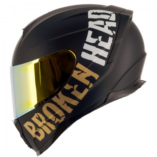 Broken Head (A-Minus-Ware) BeProud Sport Gold Motorradhelm + Gold V...