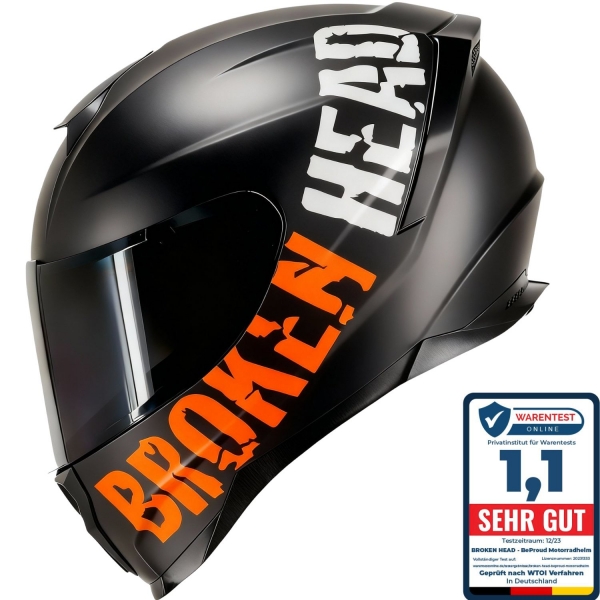 Broken Head BeProud Sport Orange Motorradhelm + Schwarzes Visier