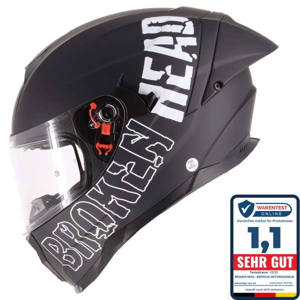 Broken Head BeProud Pro Sport Integralhelm BLACK EDITION Mit Sonnen...