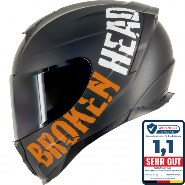 Broken Head BeProud Sport Orange Motorradhelm + Schwarzes Visier