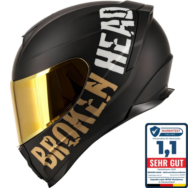Broken Head BeProud Sport Gold Motorradhelm + Verspiegeltes Visier ...