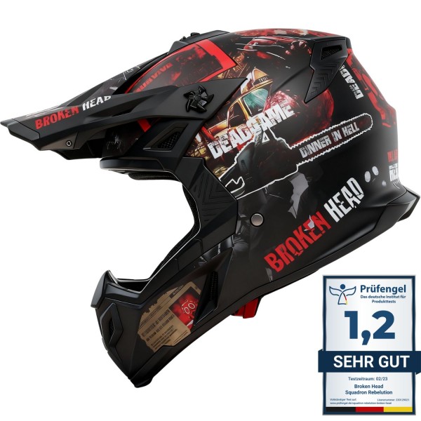 Broken Head MX Motocross-Helm Resolution Rot (XS, S, M)