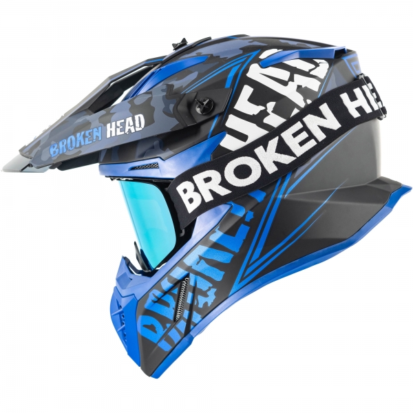 Broken Head Crosshelm Squadron V3 Blau + MX-Brille Struggler Blau
