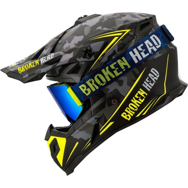 Broken Head Squadron gelb + MX-Brille Magnetic-Regulator Blau Versp...