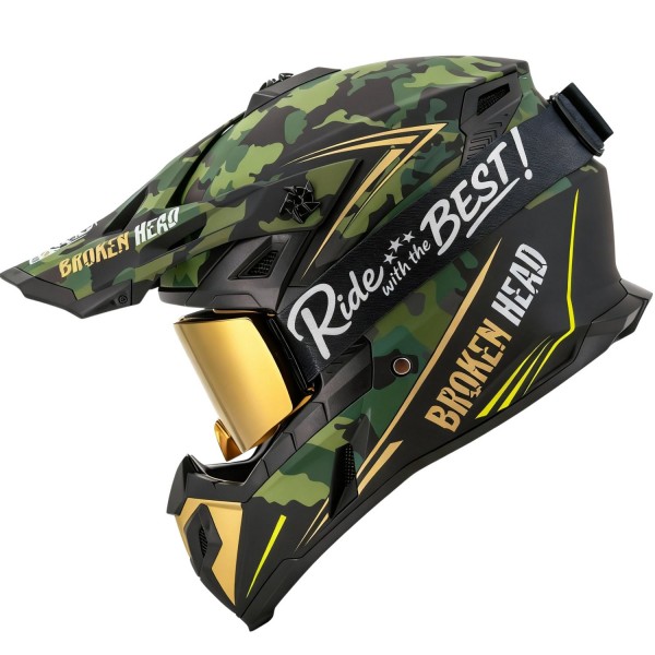 Broken Head Crosshelm Squadron Rebelution Gold + MX-Brille MadRex '...