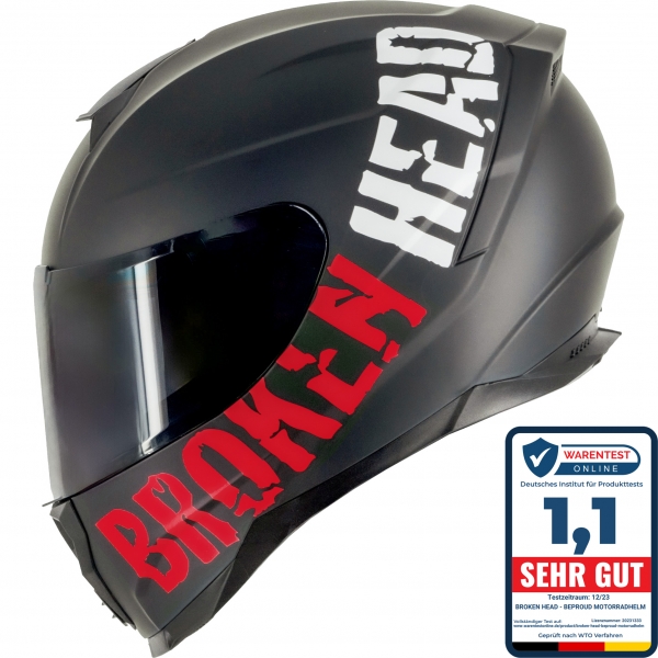 Broken Head BeProud Sport Rot Motorradhelm + Schwarzes Visier (L, XXL)