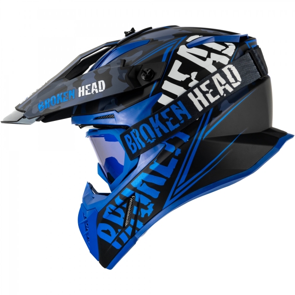 Broken Head Crosshelm Squadron Rebelution V3 Blau + MX-2 Brille Bla...