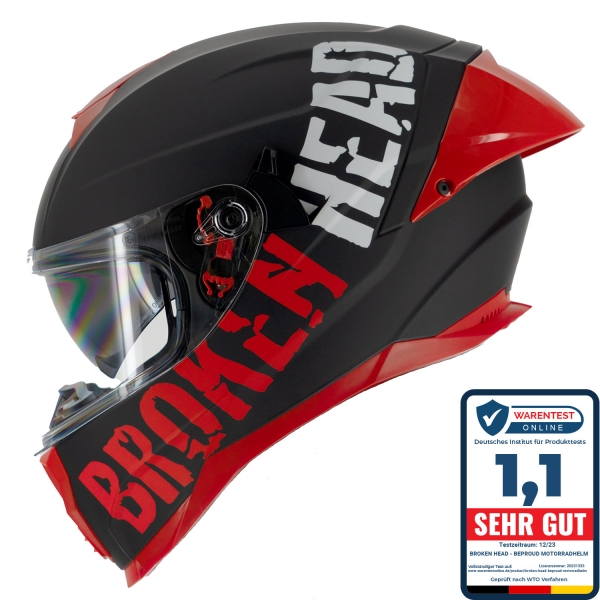 Broken Head (A-Minus-Ware) BeProud Pro Sport Integralhelm Rot Mit K...