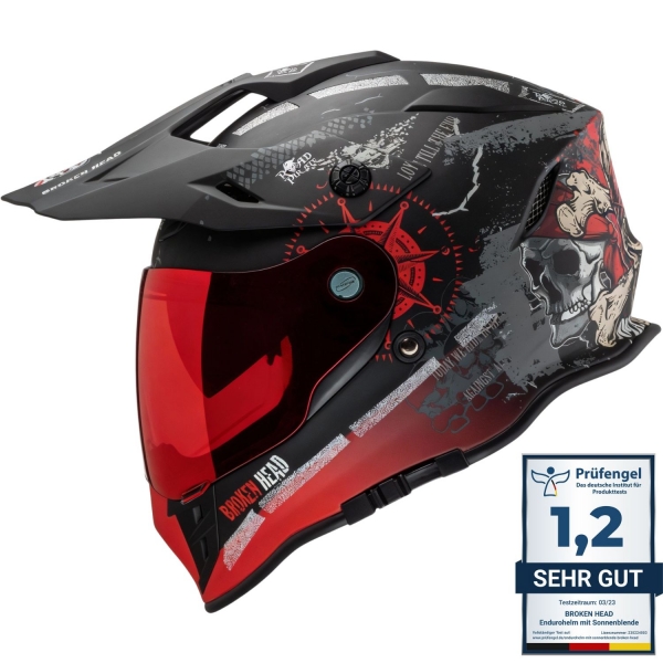Broken Head Endurohelm Road Pirate VX2 Rot SET + Rot Verspiegeltes ...
