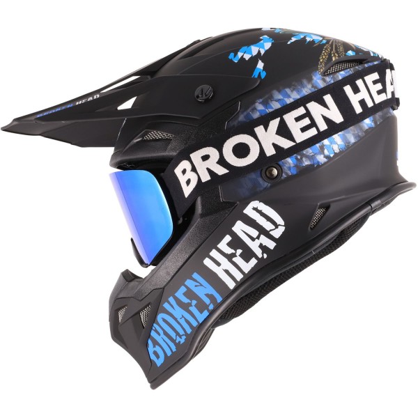 Broken Head Crosshelm Bavarian Patriot MX-2 + MX-Brille Struggler Blau