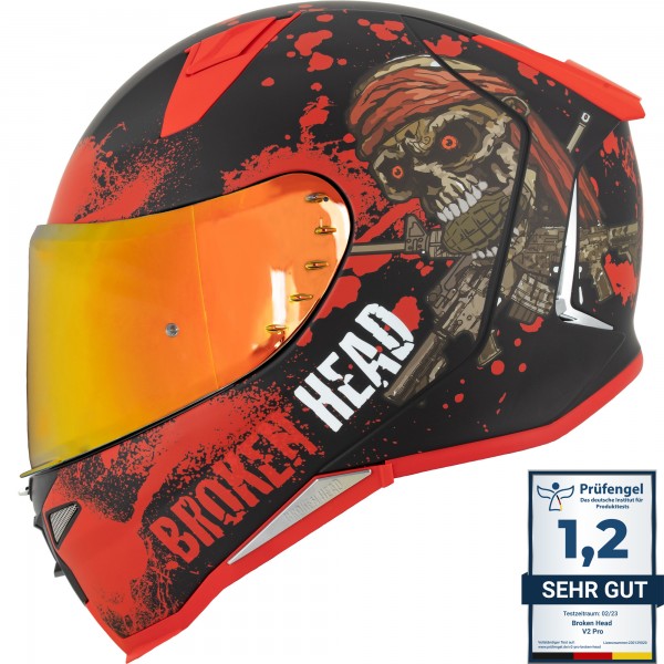 Broken Head Jack S. V2 Pro Rot Integralhelm + Rot Verspiegeltes Visier