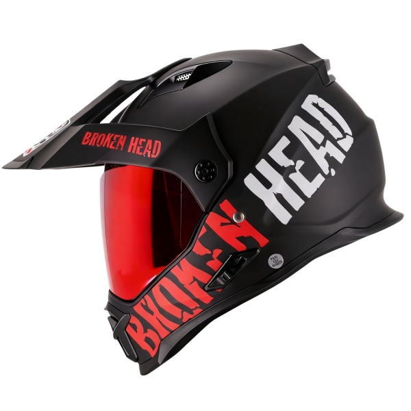 Broken Head Endurohelm Made2Rebel Rot + Rot Verspiegeltes Visier