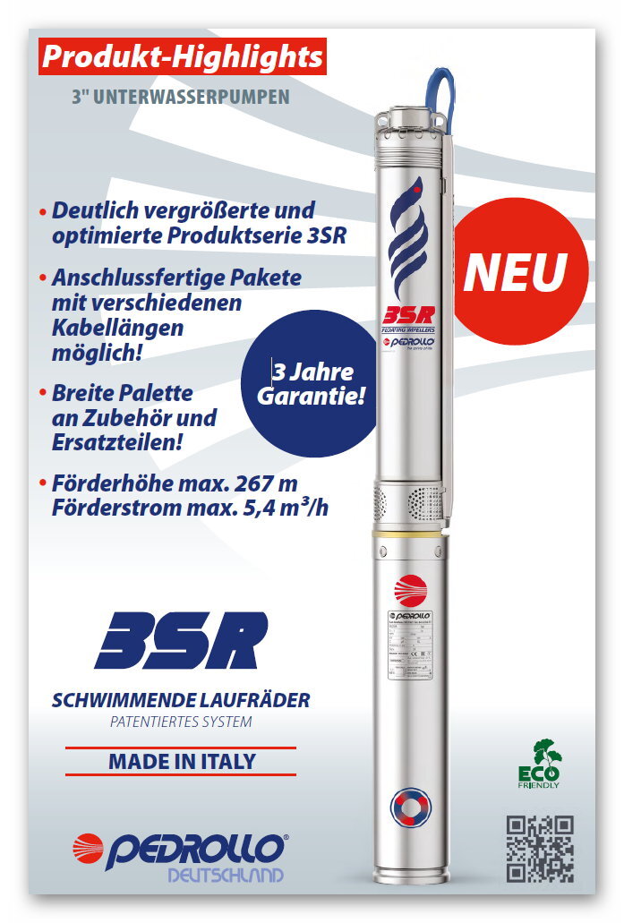 3 Zoll Tiefbrunnenpumpe Pedrollo 3SR 2/14