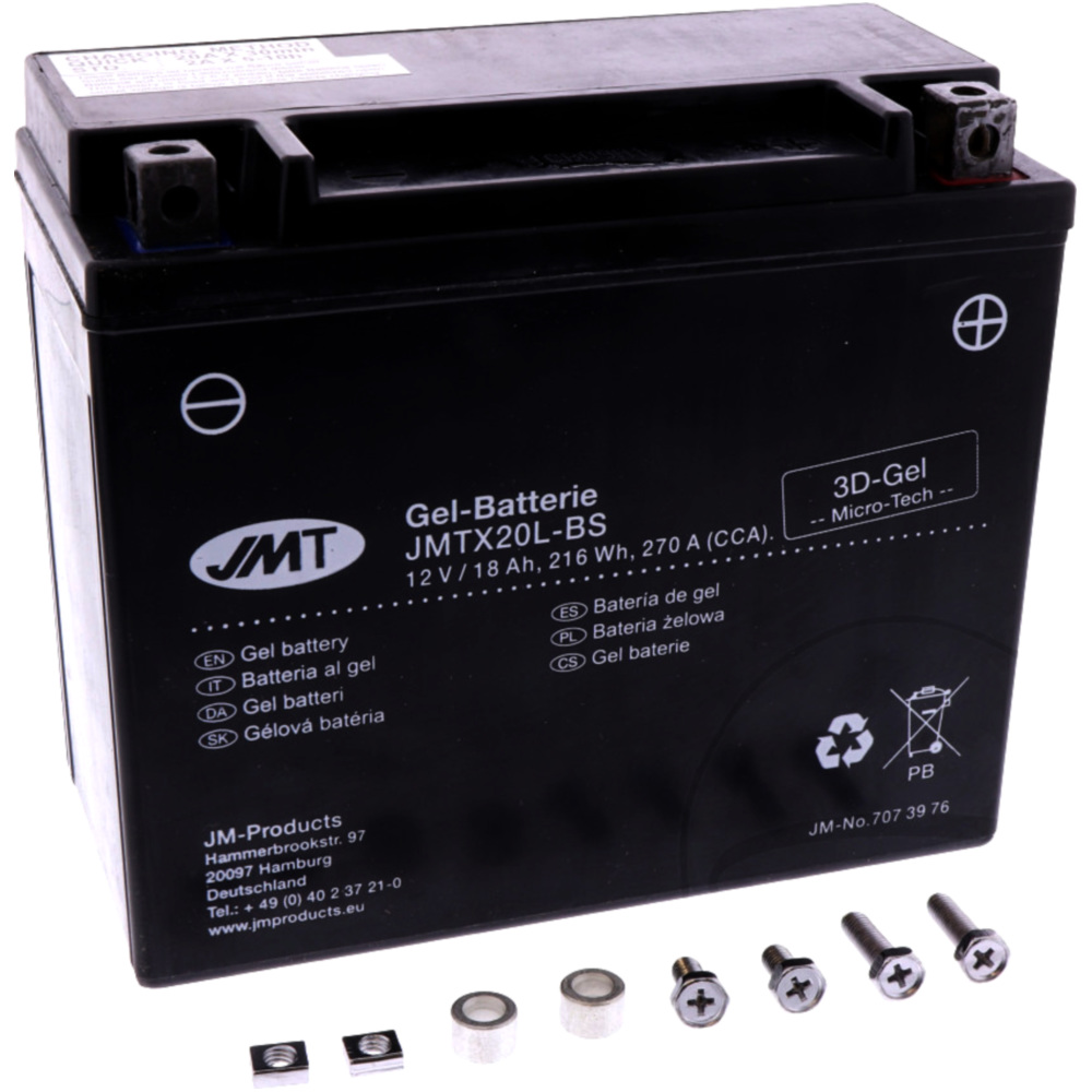 Jmt jmtx20l-bs gel motorradbatterie ytx20l-bs gel
