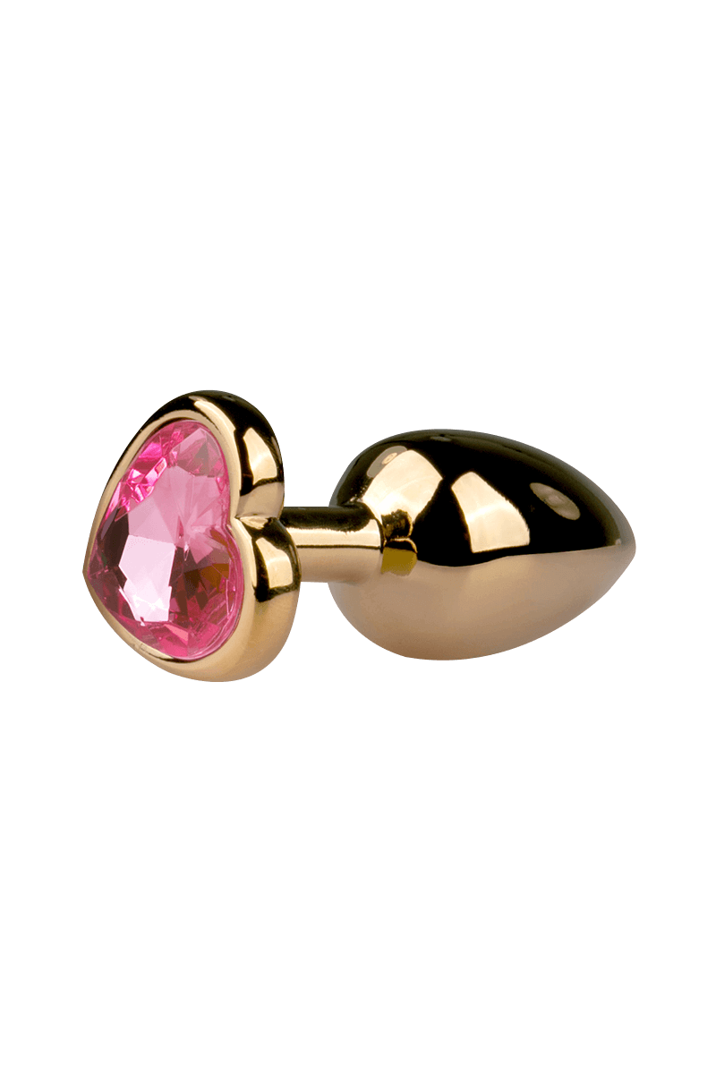 Goldener Analplug mit Herzkristall - S/M/L