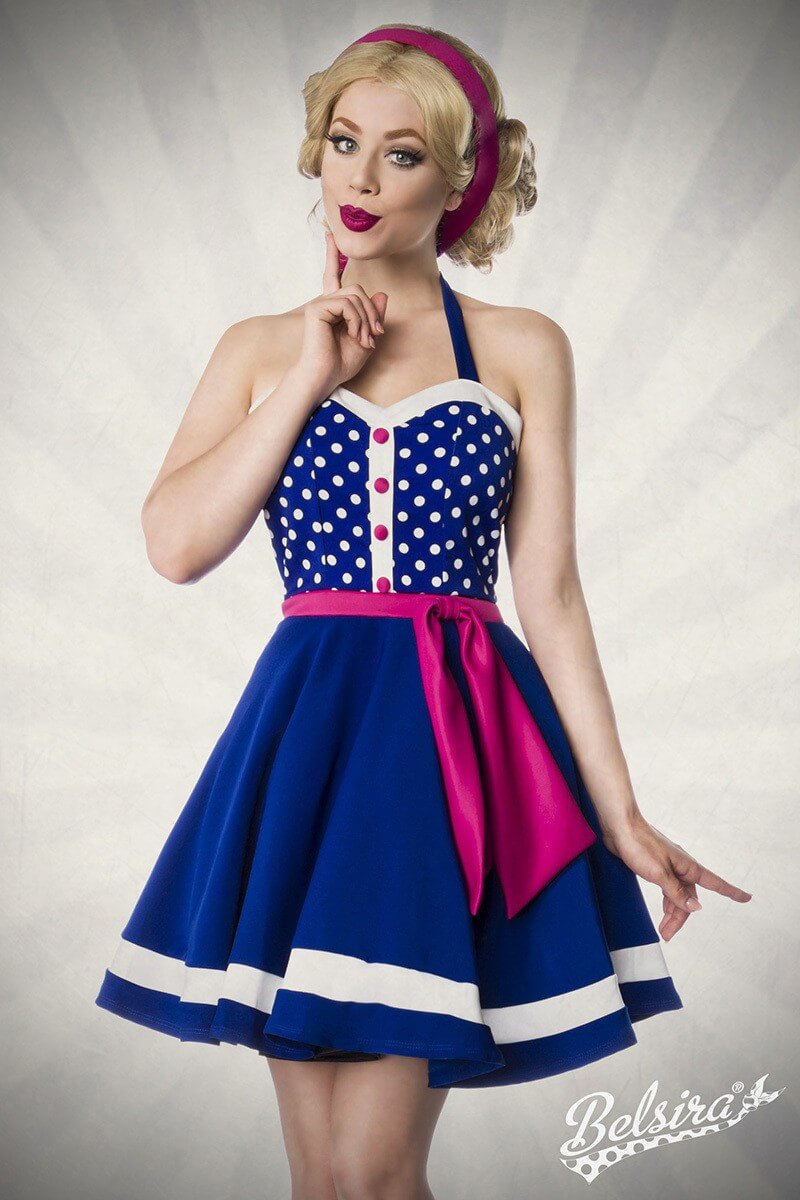 Neckholder Kleid mit Punkten blau